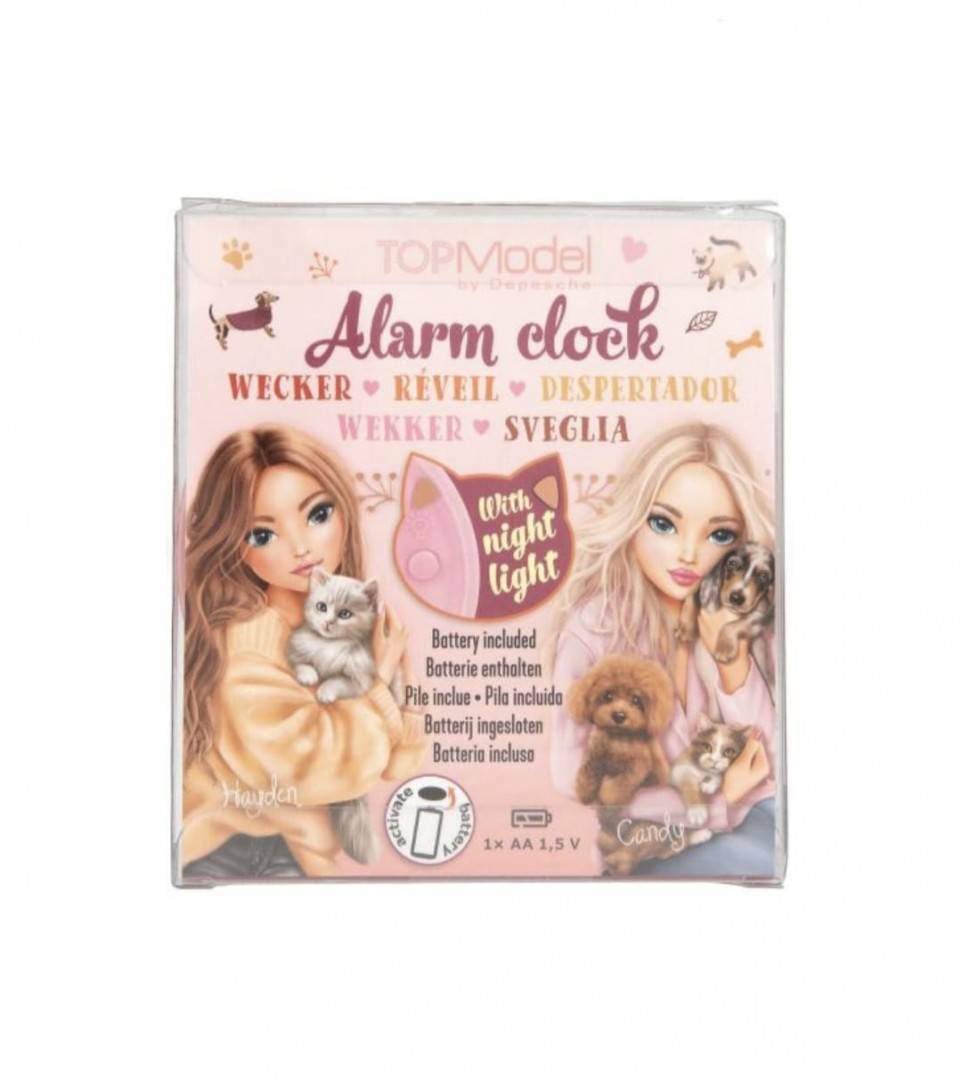 Ceas cu alarma, model Top Model, Kitty&Doggy, roz