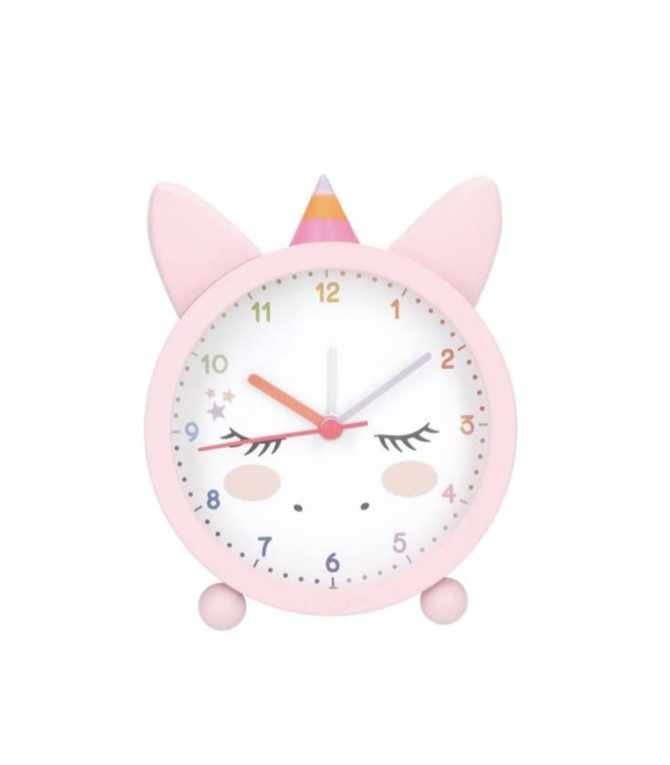 Ceas cu alarma, model Unicorn, roz deschis