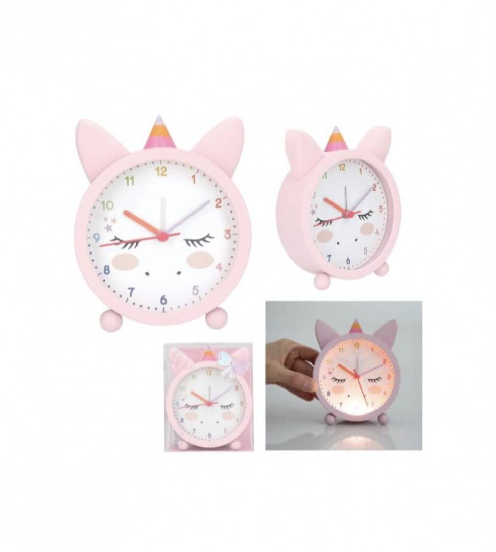 Ceas cu alarma, model Unicorn, roz deschis