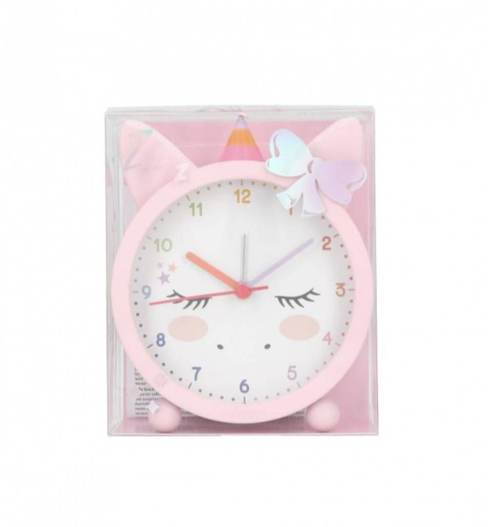 Ceas cu alarma, model Unicorn, roz deschis