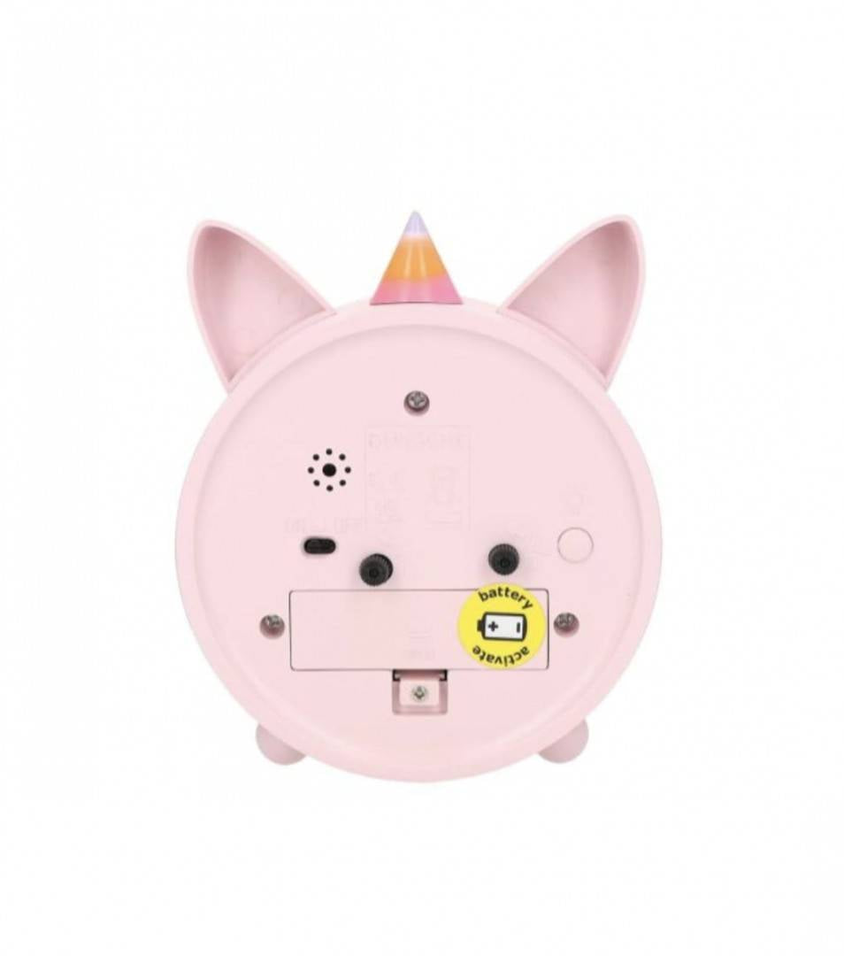 Ceas cu alarma, model Unicorn, roz deschis