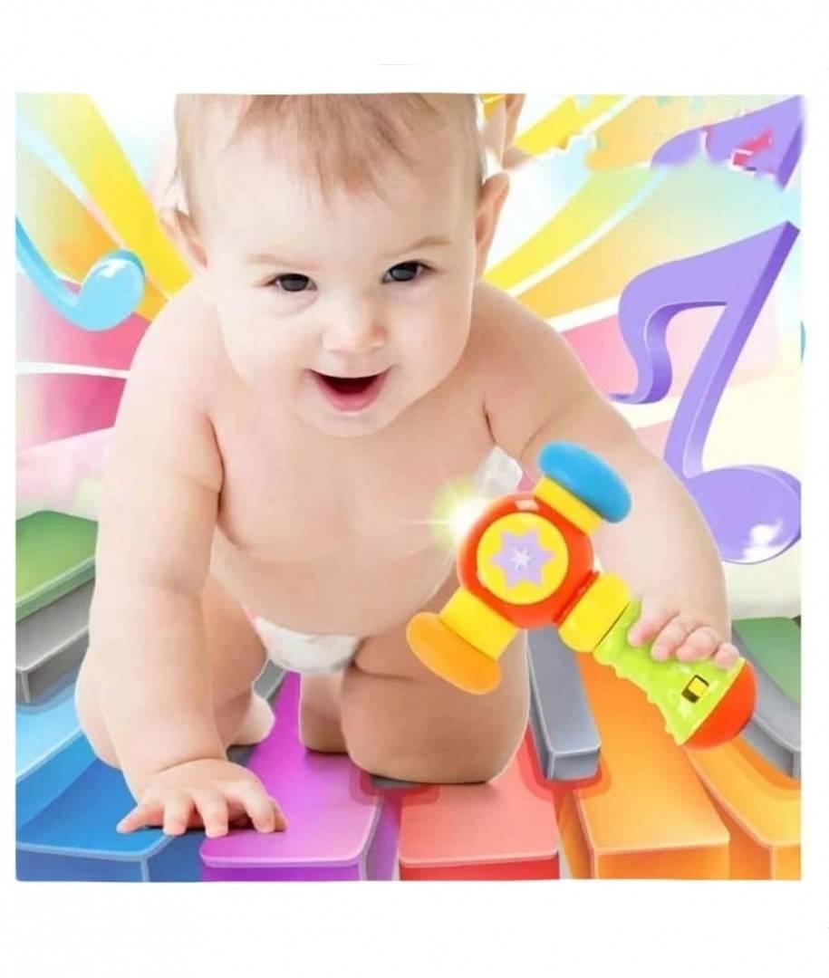 Ciocan de jucarie, lumini si sunete, multicolor, 16 cm