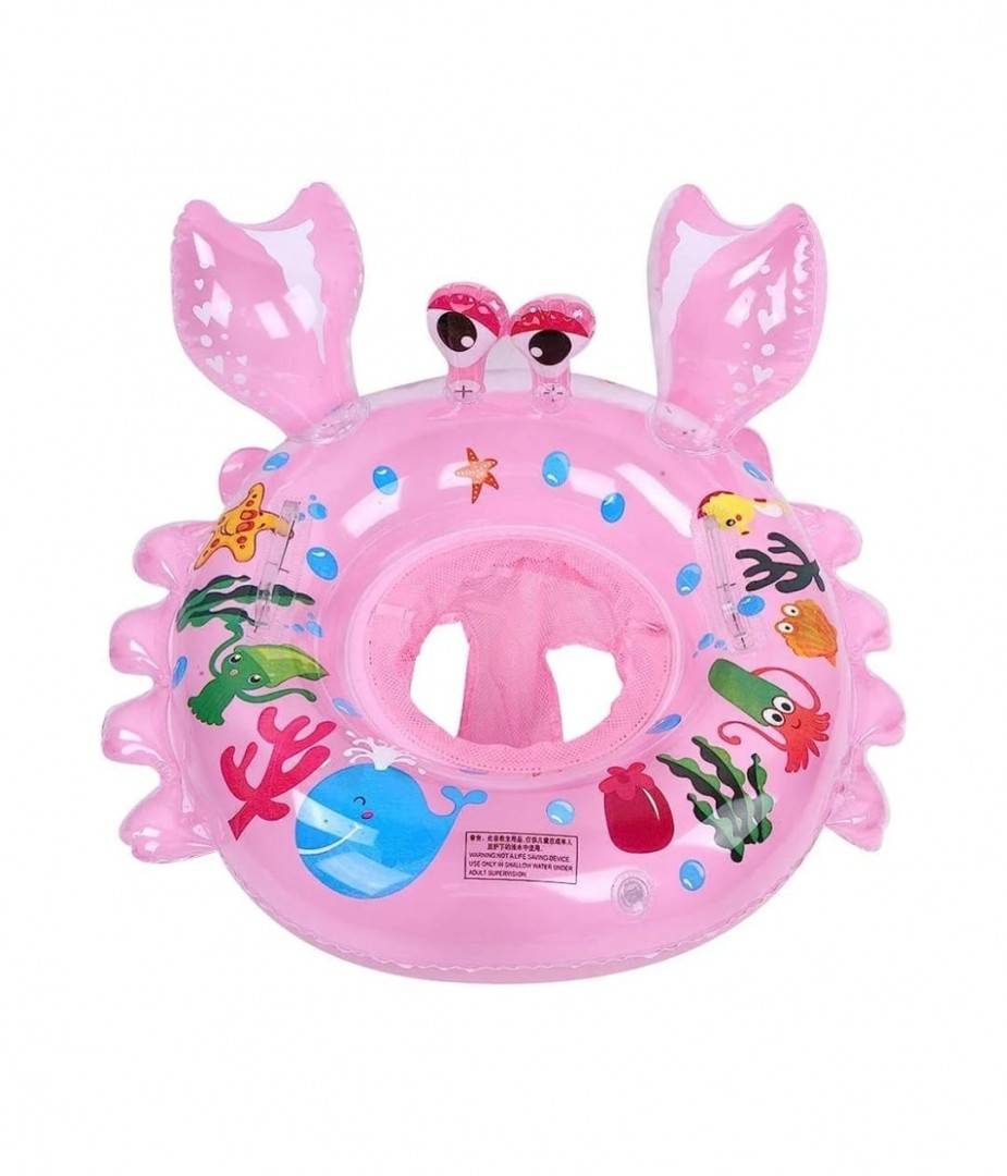 Colac bebe pentru inot, Crab, cu chilotel plasa din bumbac, 60 cm, roz