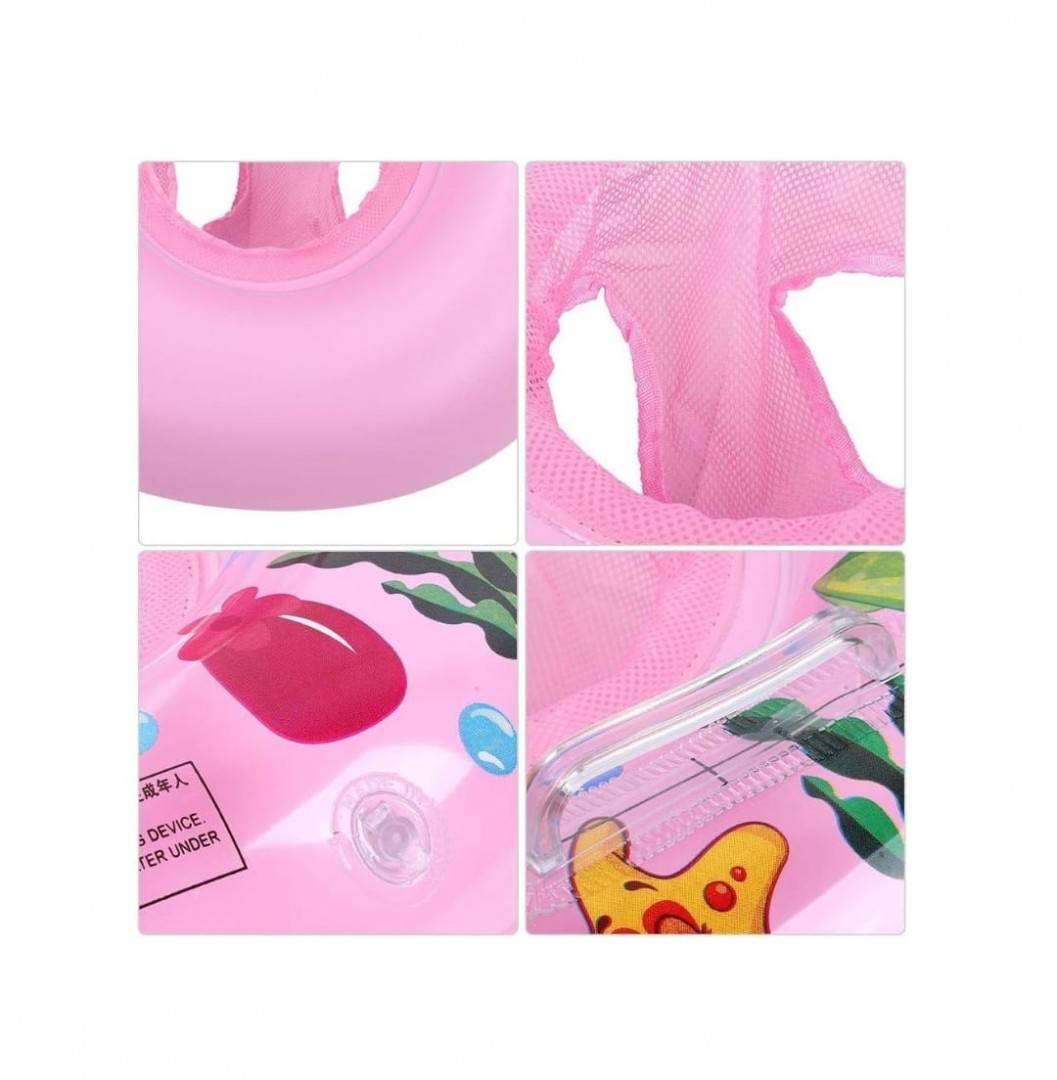 Colac bebe pentru inot, Crab, cu chilotel plasa din bumbac, 60 cm, roz