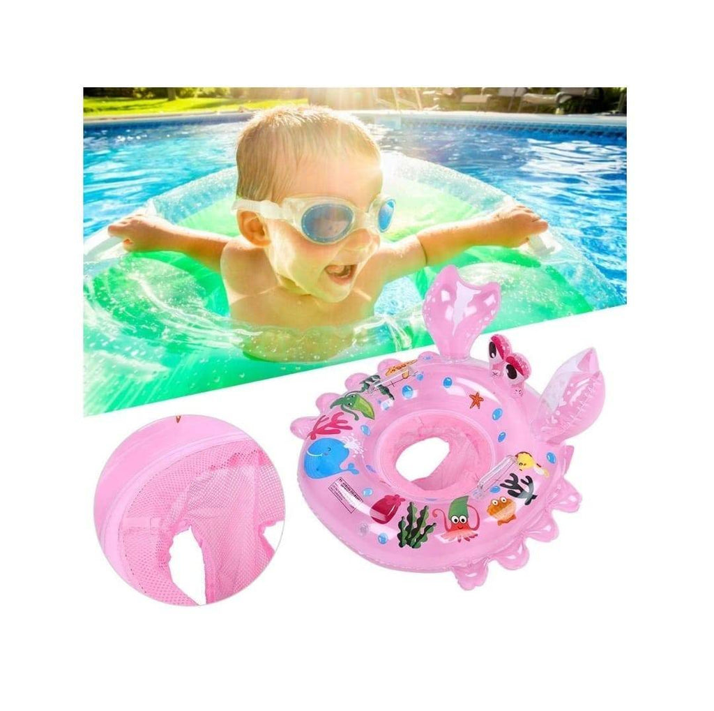 Colac bebe pentru inot, Crab, cu chilotel plasa din bumbac, 60 cm, roz