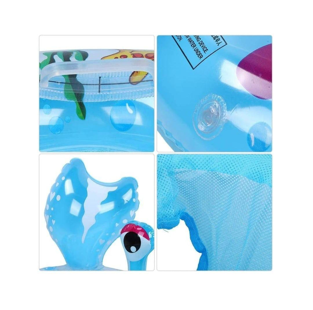 Colac bebe pentru inot, Crab, cu chilotel plasa din bumbac, albastru, 60 cm