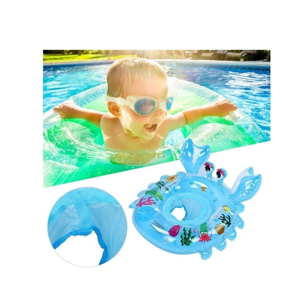 Colac bebe pentru inot, Crab, cu chilotel plasa din bumbac, albastru, 60 cm
