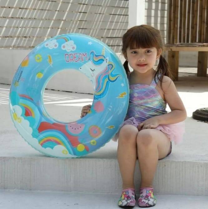 Colac de inot, Model Unicorn, 60 cm, multicolor