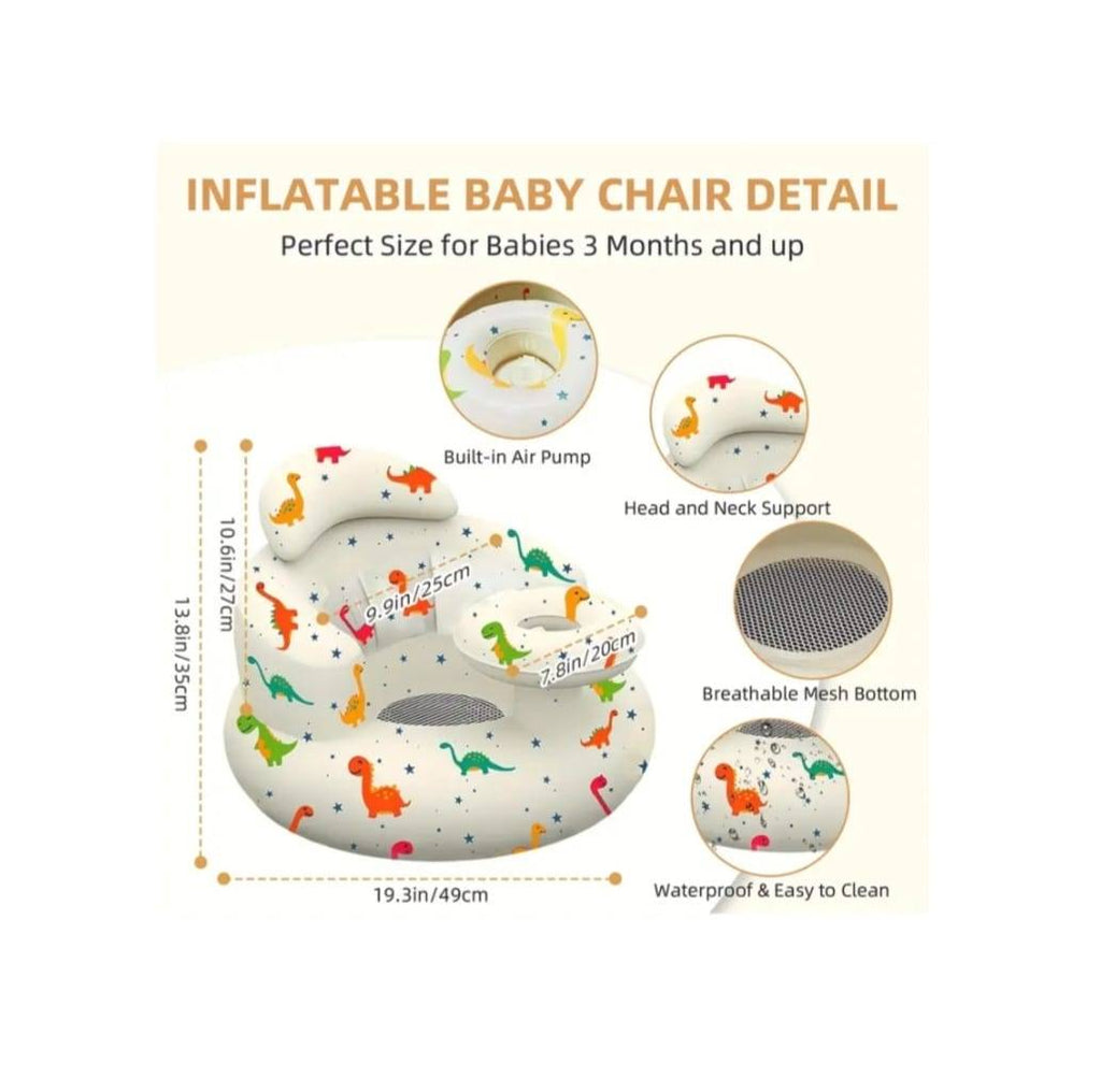 Colac gonflabil bebe, model Dino, scaun de sustinere, cu chilotel, multicolor, 6 luni - 36 luni