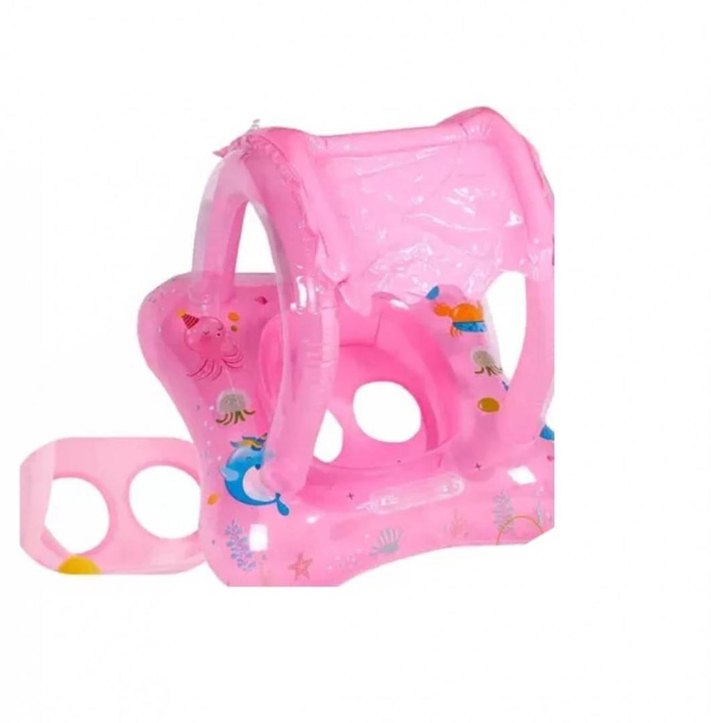 Colac gonflabil bebe, protectie solara, parasolar, roz, 60 cm