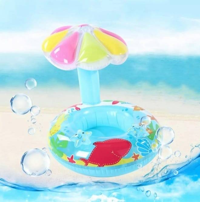 Colac Bebe,cu protectie solara, Stea de mare,albastru, 1 an+