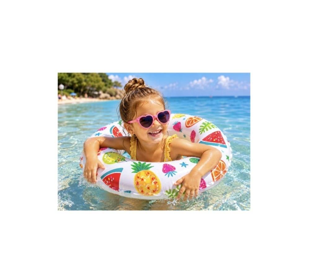 Colac Gonflabil copii, model de Vara, Intex, multicolor, 51 cm, 3 ani - 6 ani