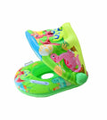 Colac gonflabil copii, model Dino, cu chilotel si parasolar, verde/multicolor, 70 cm, 1 an+