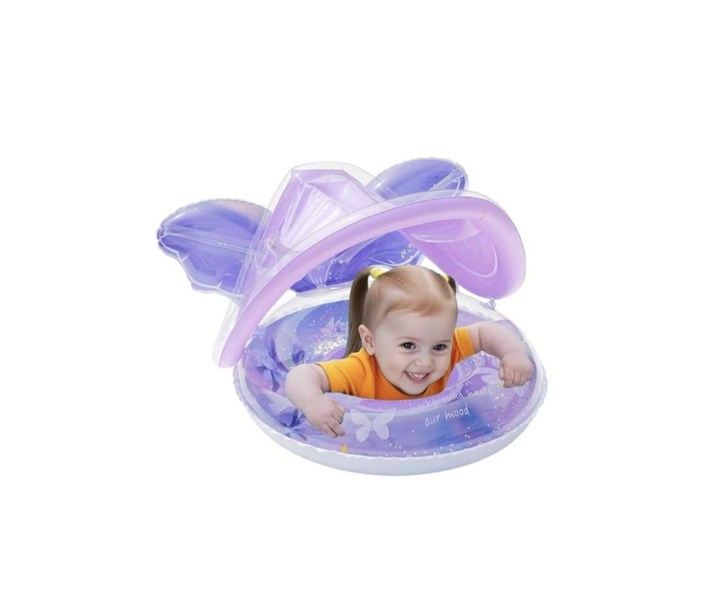 Colac gonflabil copii, model Sirena, cu chilotel si parasolar, mov, 70 cm, 9 luni+