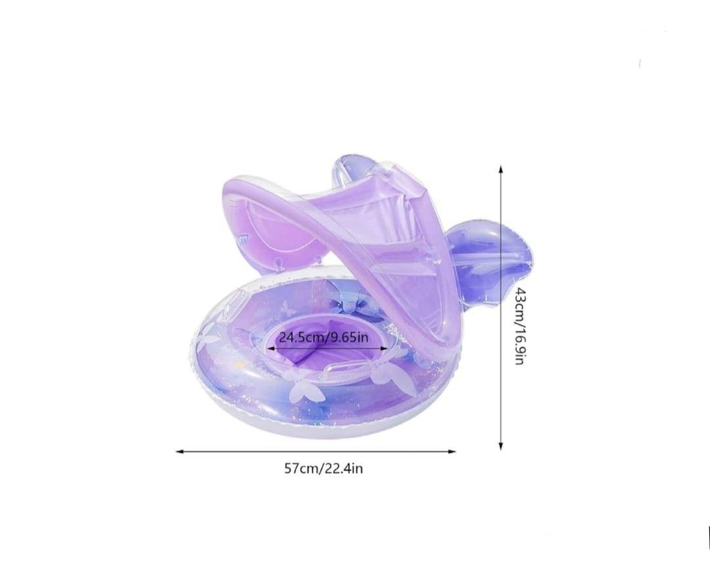 Colac gonflabil copii, model Sirena, cu chilotel si parasolar, mov, 70 cm, 9 luni+