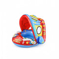 Colac gonflabil copii, model Super Man, cu chilotel si parasolar, multicolor, 70 cm, 1 an+