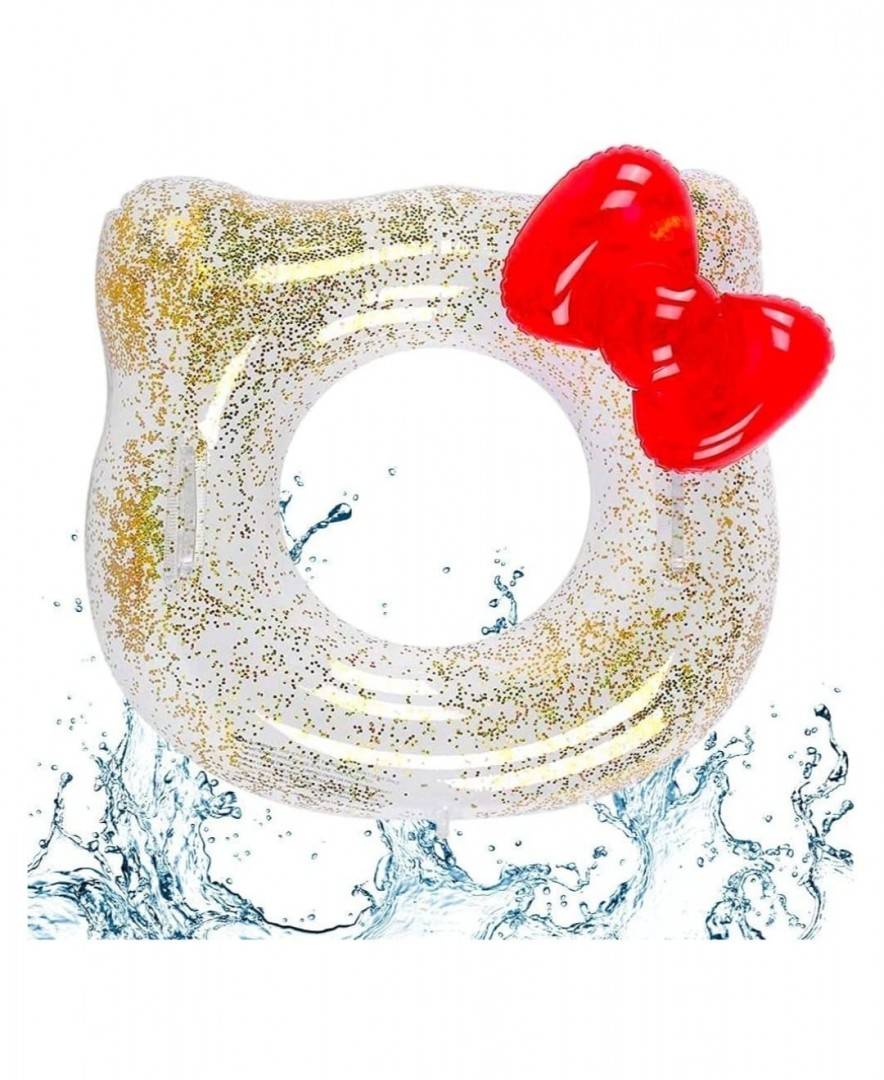 Colac gonflabil, Model Hello Kitty, transparent, 70 cm