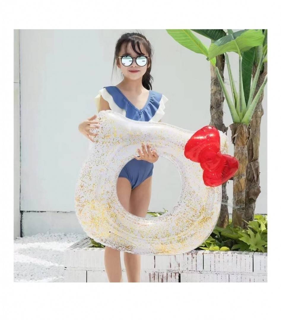 Colac gonflabil, Model Hello Kitty, transparent, 70 cm