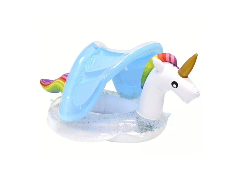 Colac gonflabil, model Unicorn, protectie solara, 85 cm