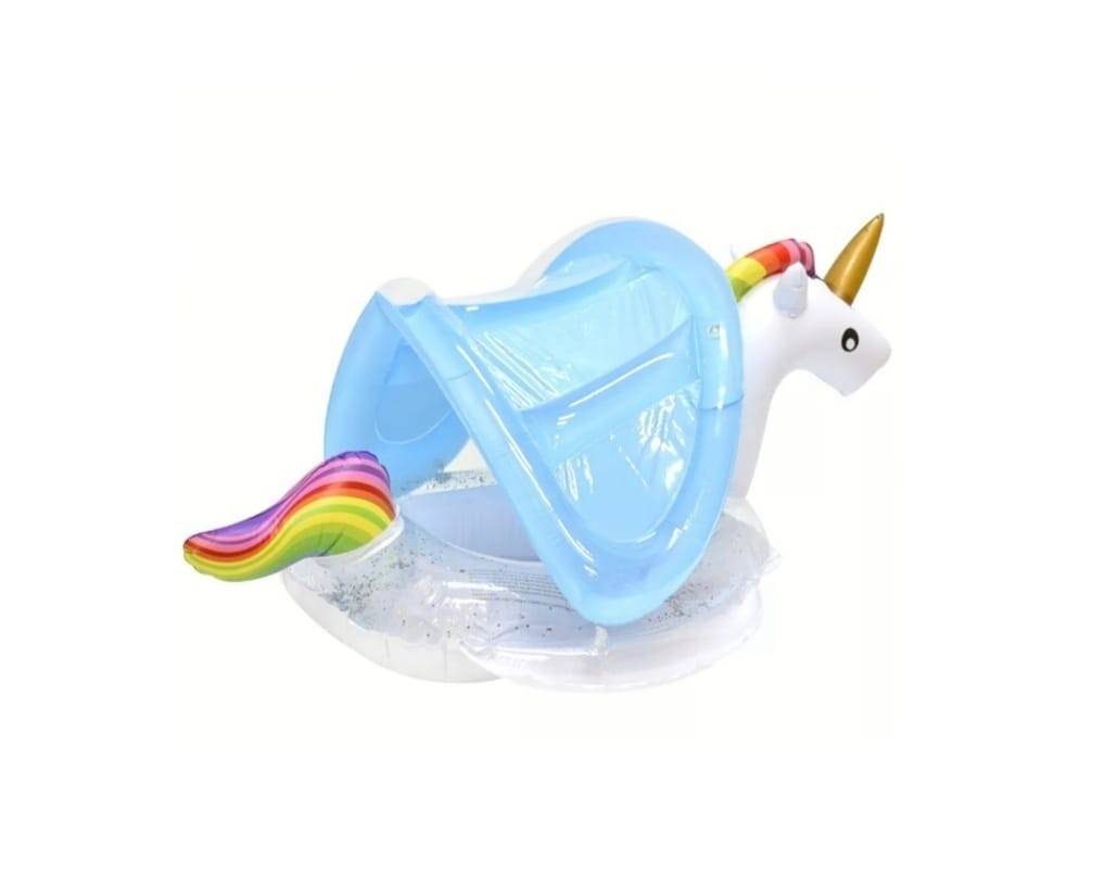 Colac gonflabil, model Unicorn, protectie solara, 85 cm