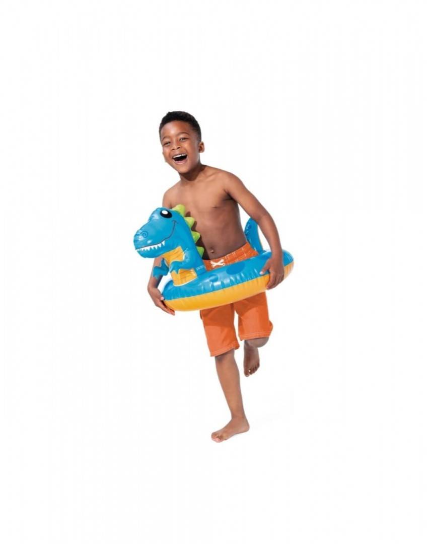 Colac gonflabil pentru copii, model Dino,  Intex, 81 x 58 cm, multicolor, 3 ani - 6 ani