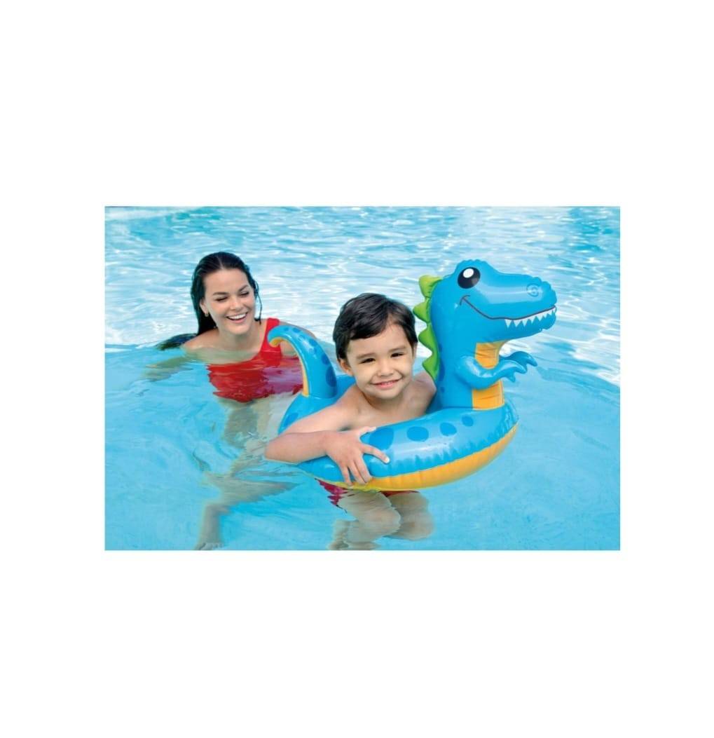 Colac gonflabil pentru copii, model Dino,  Intex, 81 x 58 cm, multicolor, 3 ani - 6 ani
