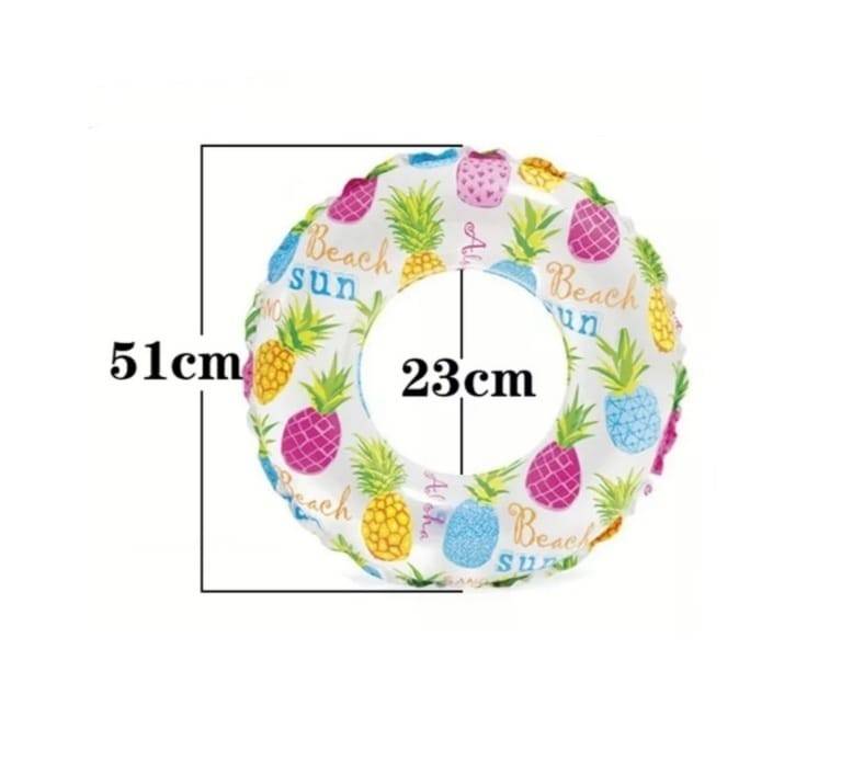 Colac gonflabil Intex pentru inot, model Ananas, multicolor, 51 cm, 3 ani+