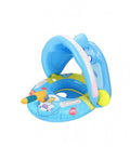 Colac gonflabil, protectie solara, model Barcuta, pistol cu apa, albastru deschis, 70 cm