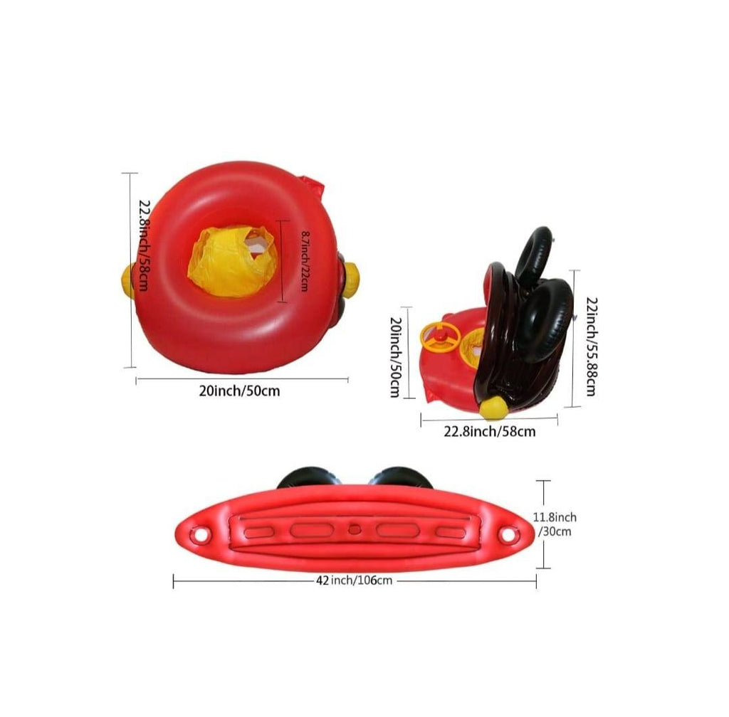 Colac multifunctional, model Mickey Mouse, cu parasolar si volan, tip barcuta, multicolor, 9 luni - 3 ani