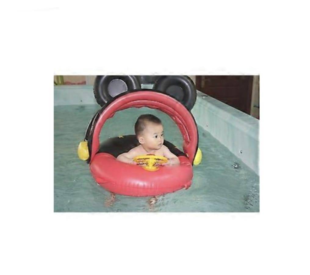 Colac multifunctional, model Mickey Mouse, cu parasolar si volan, tip barcuta, multicolor, 9 luni - 3 ani