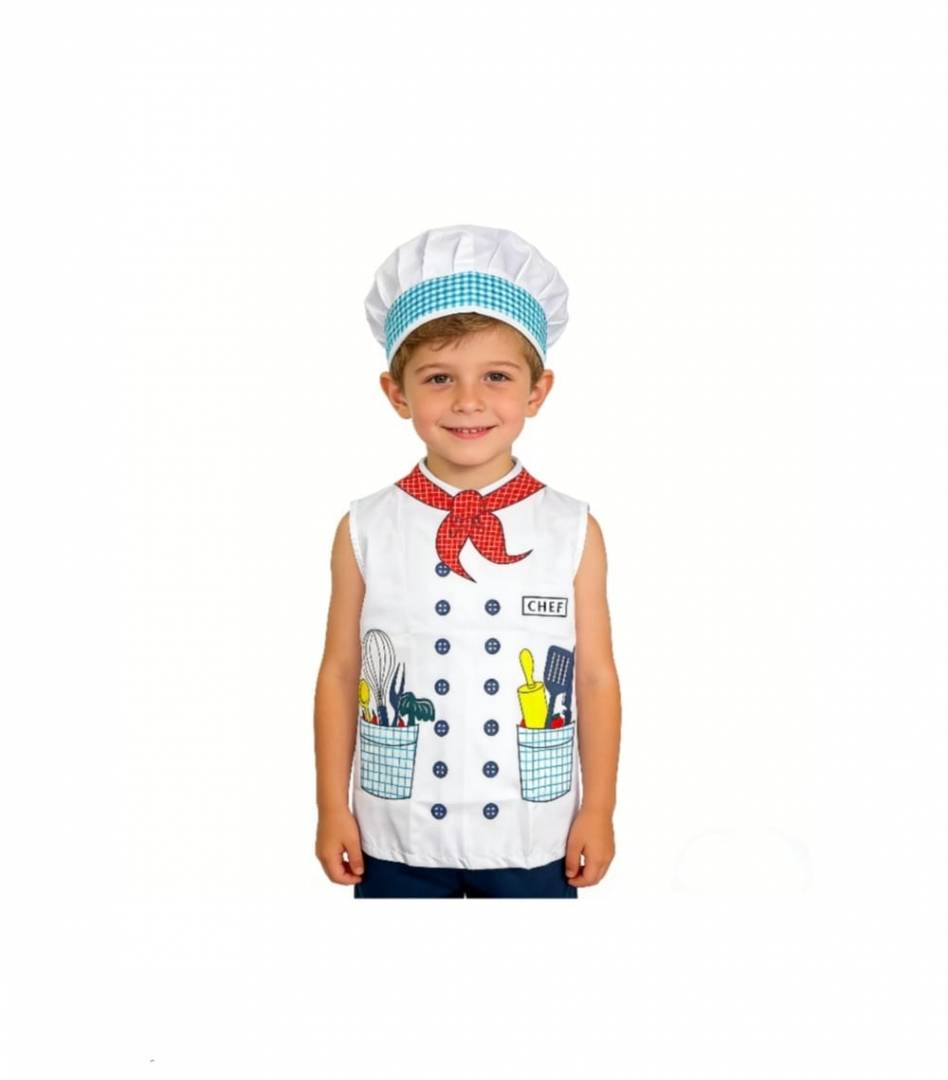 Costum carnaval copii, Brutar, alb/multicolor, 3 ani - 4 ani