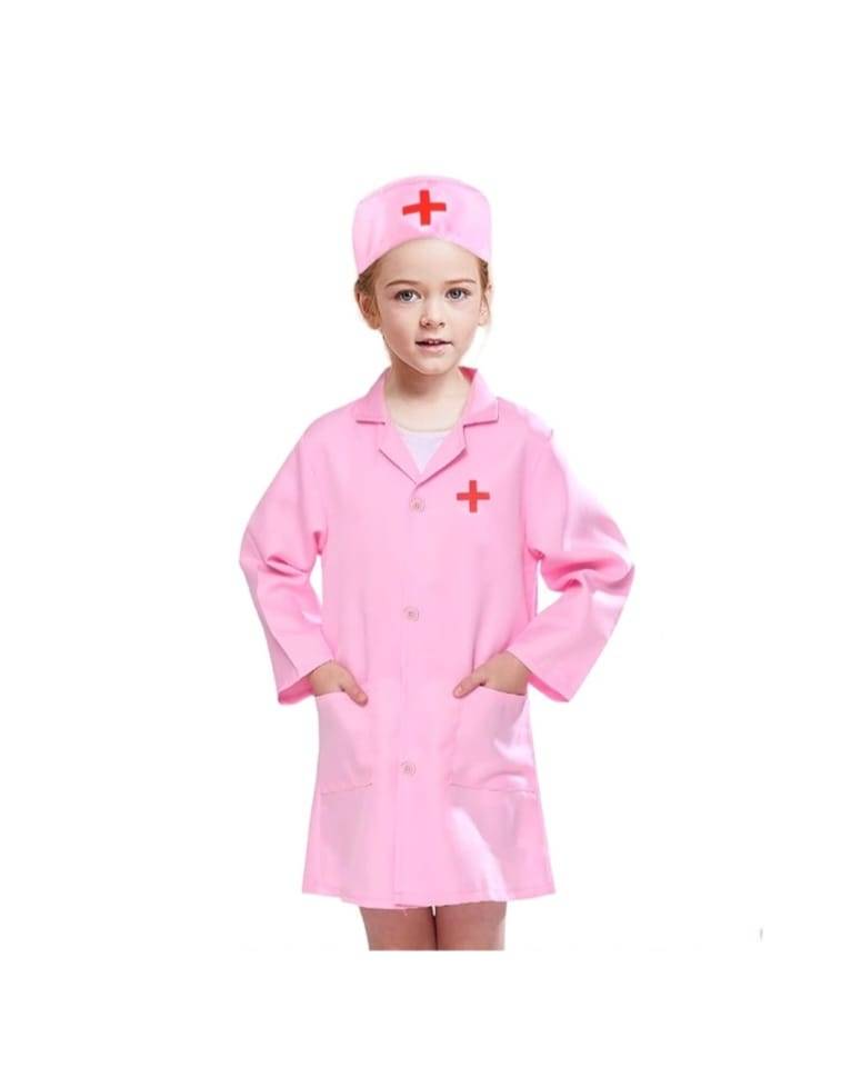 Costum carnaval copii, Doctorita/Asistenta, cu 5 accesorii, roz, 3 ani - 4 ani