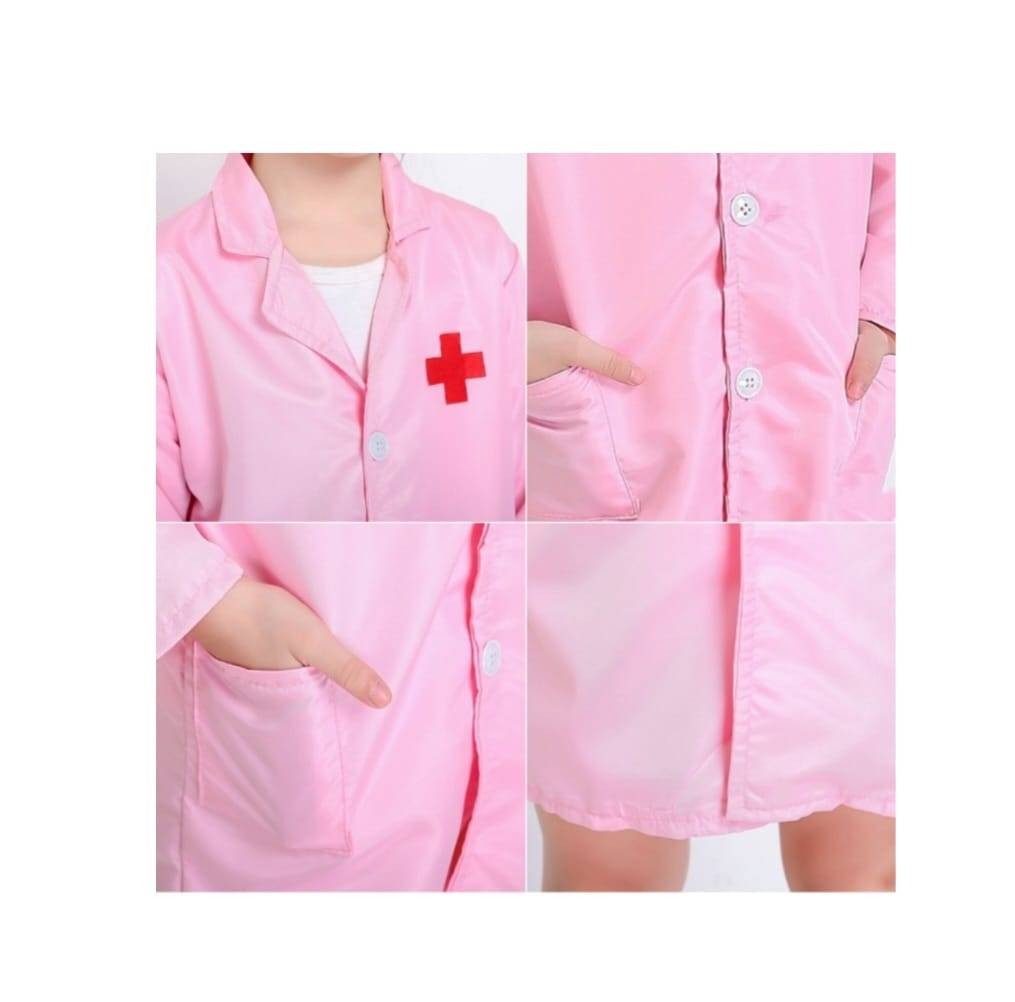 Costum carnaval copii, Doctorita/Asistenta, cu 5 accesorii, roz, 3 ani - 4 ani