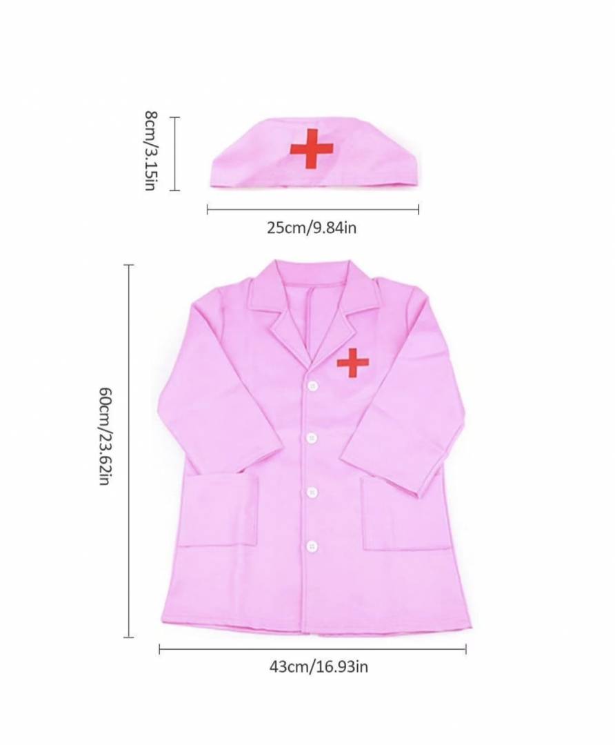 Costum carnaval copii, Doctorita/Asistenta, cu 5 accesorii, roz, 3 ani - 4 ani