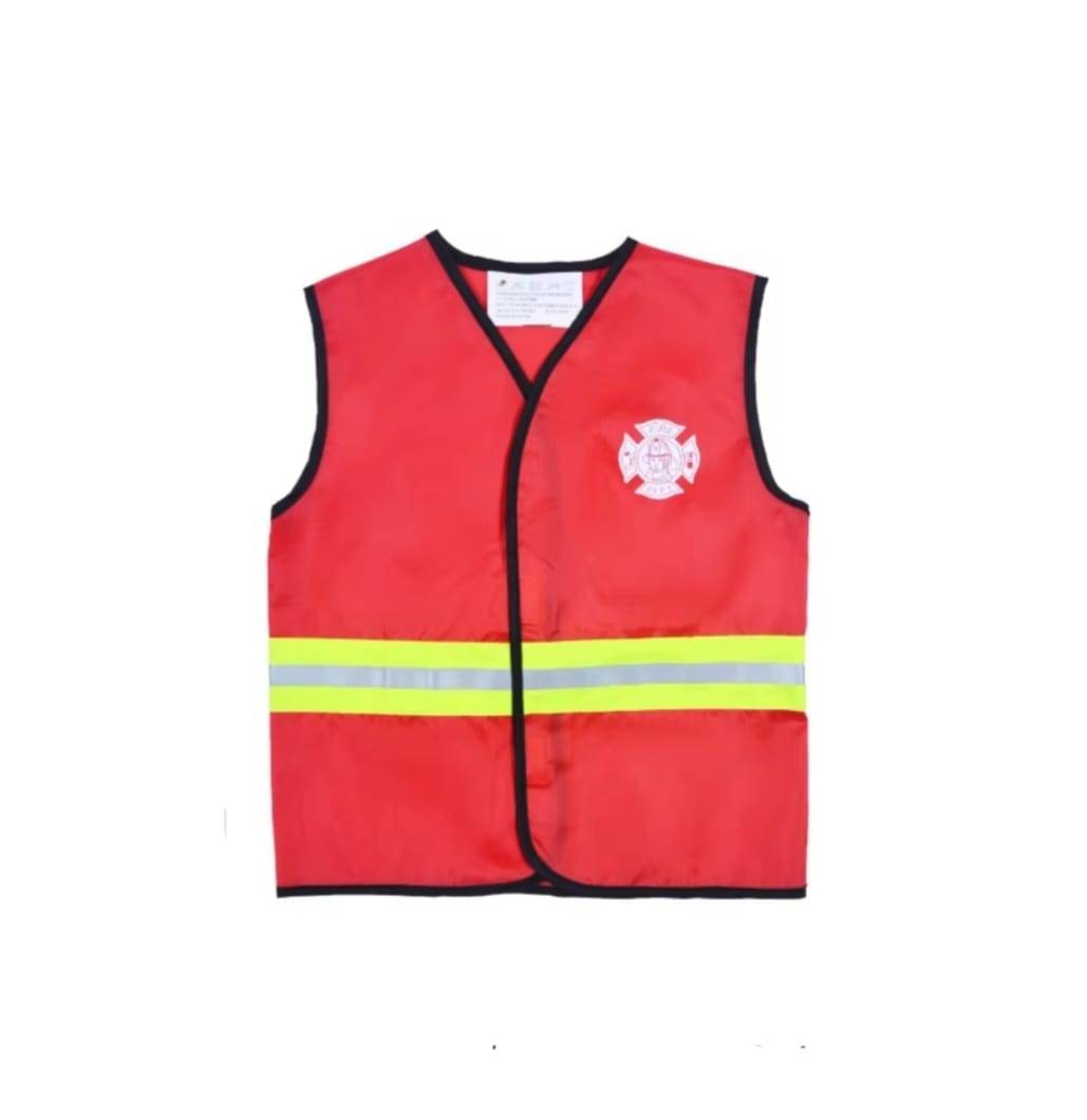 Costum carnaval copii, Pompier, cu 6 accesorii, rosu, 3 ani - 4 ani
