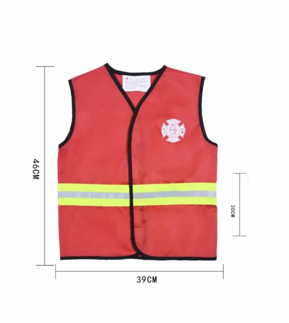 Costum carnaval copii, Pompier, cu 6 accesorii, rosu, 3 ani - 4 ani