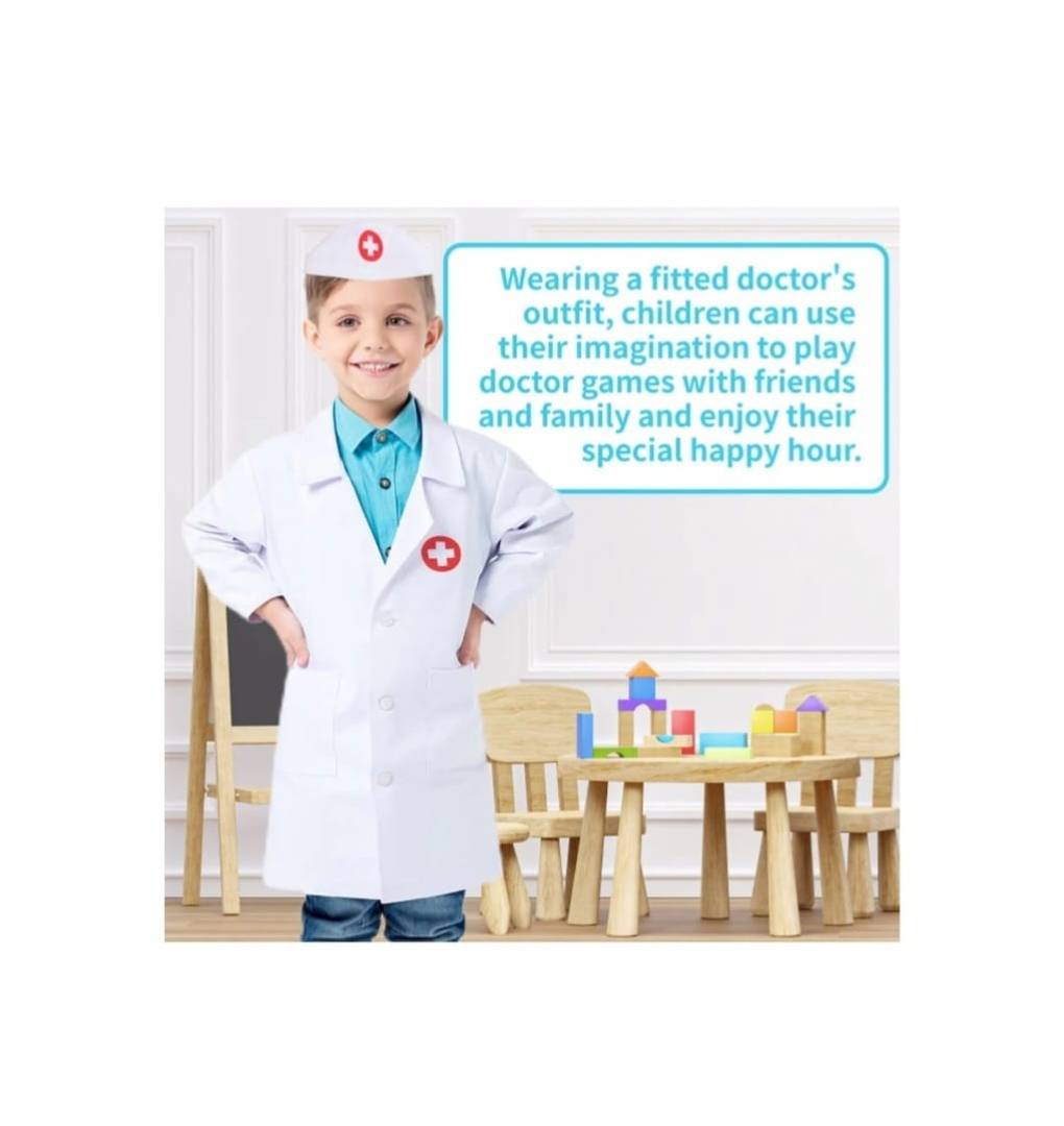 Costum de Doctor pentru copii, set rol, alb, 3 ani - 4 ani
