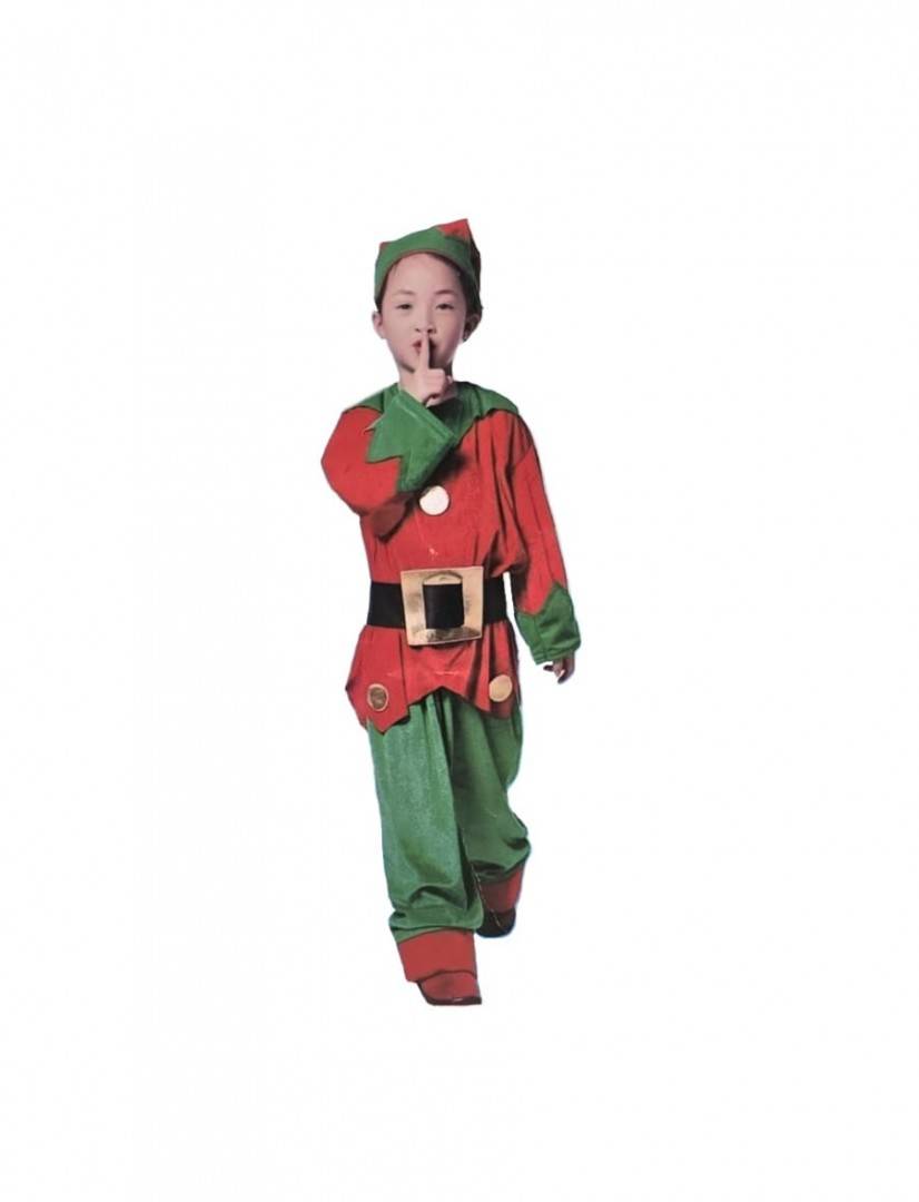 Costum de serbare pentru copii, Spiridus, catifea, multicolor, 6 ani - 8 ani