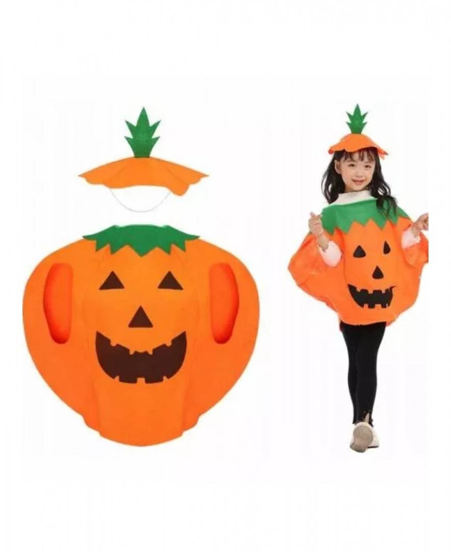 Costum dovleac pentru copii, textil, portocaliu, 6 ani - 10 ani