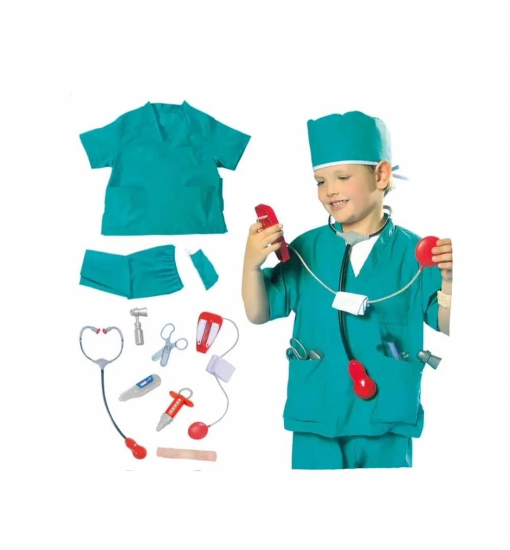 Costum Medic Chirurg copii, cu accesorii, multicolor, marimea 4 - 9 ani