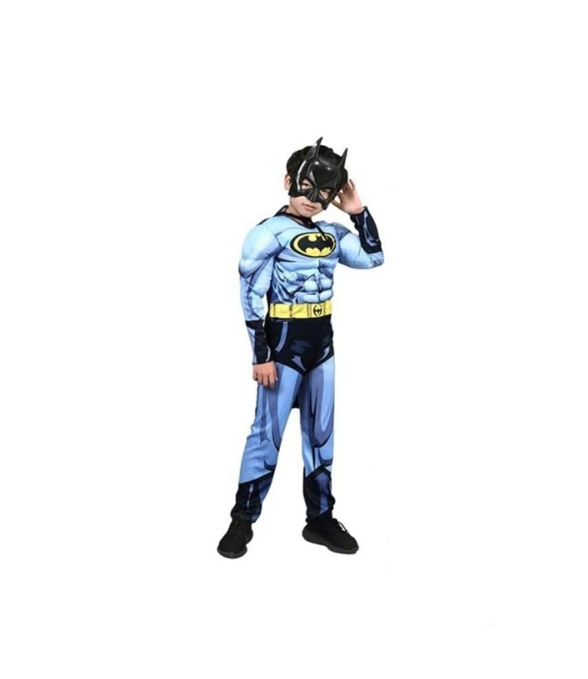 Costum model Batman musculos pentru copii, albastru, 4 ani - 9 ani
