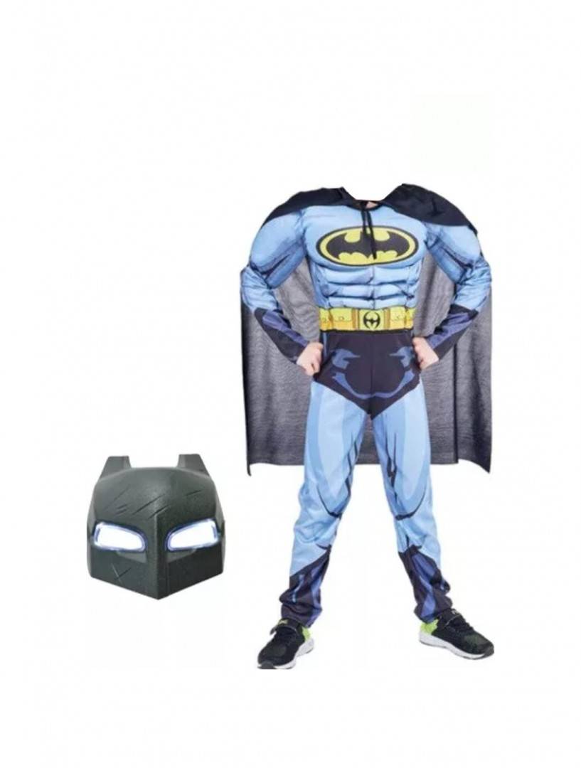 Costum model Batman musculos pentru copii, albastru, 4 ani - 9 ani