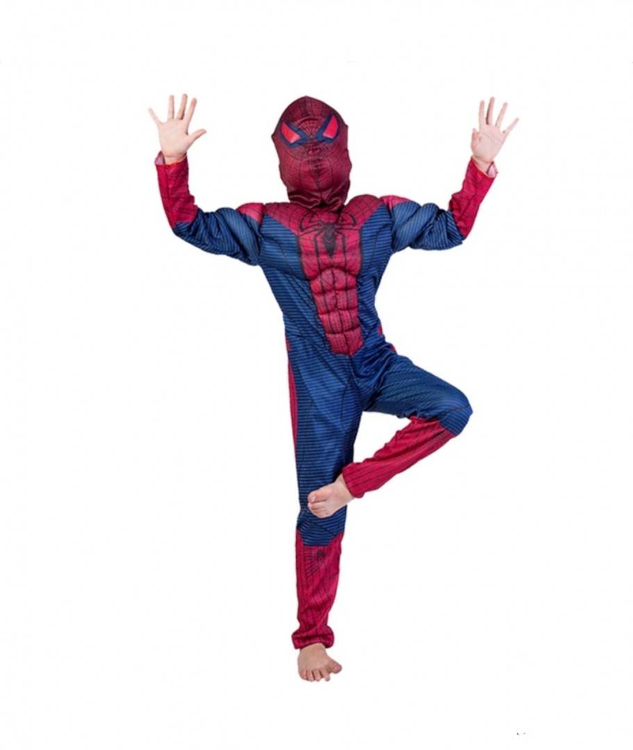 Costum model Spiderman musculos pentru copii, muticolor, 4 ani - 9 ani