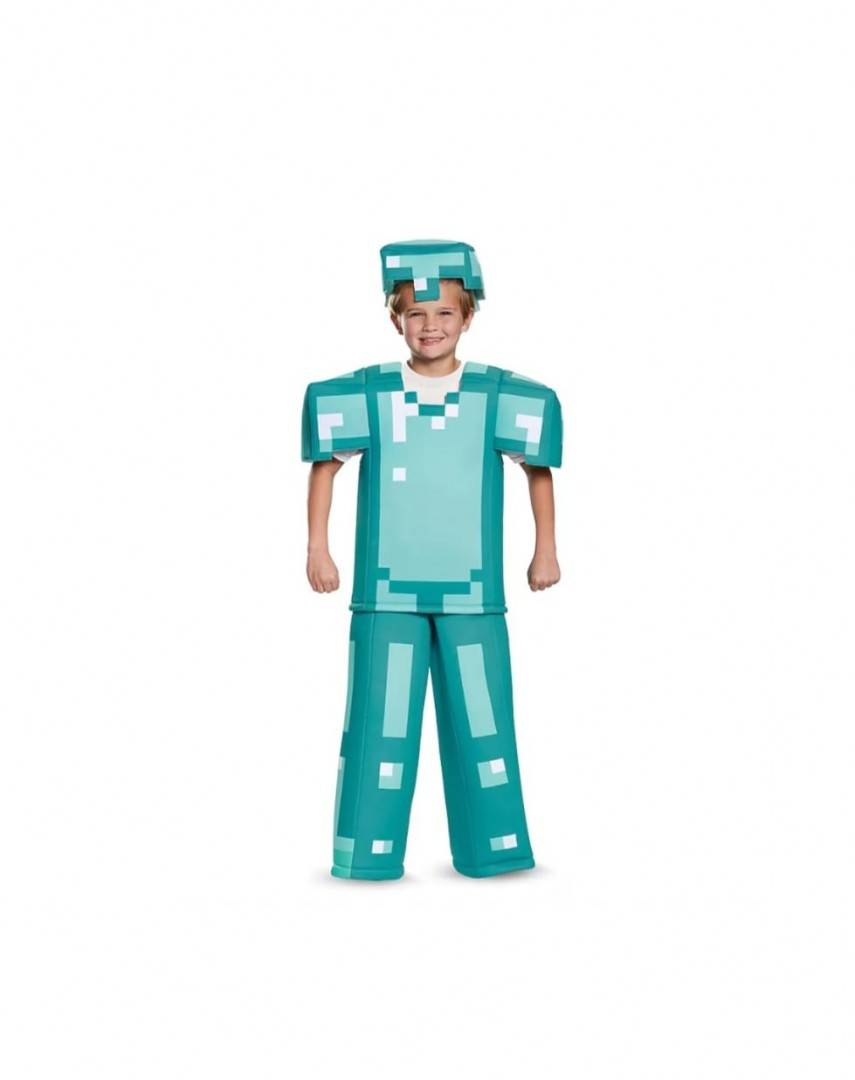 Costum pentru baieti, Model Minecraft cu masca, cu accesorii, multicolor, marimea 4 ani - 9 ani