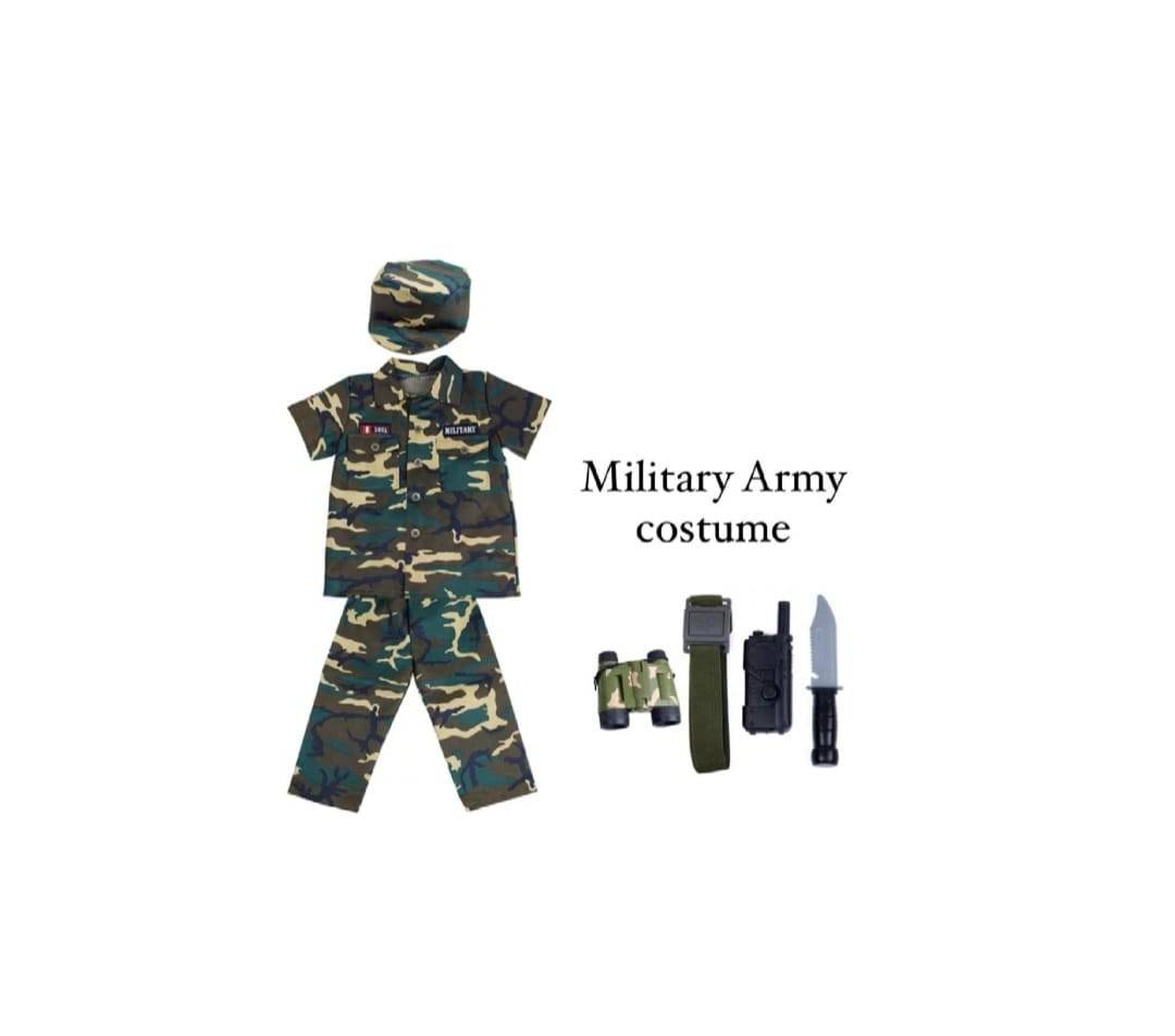 Costum pentru baieti, Model Soldat, cu accesorii, multicolor, marimea 4 ani - 9 ani