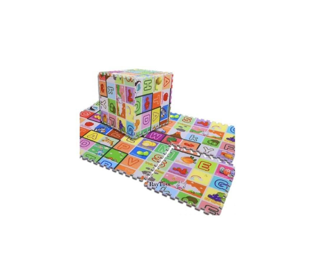 Covor joaca copii, ABC Letters, spuma, multicolor, 120×120 cm