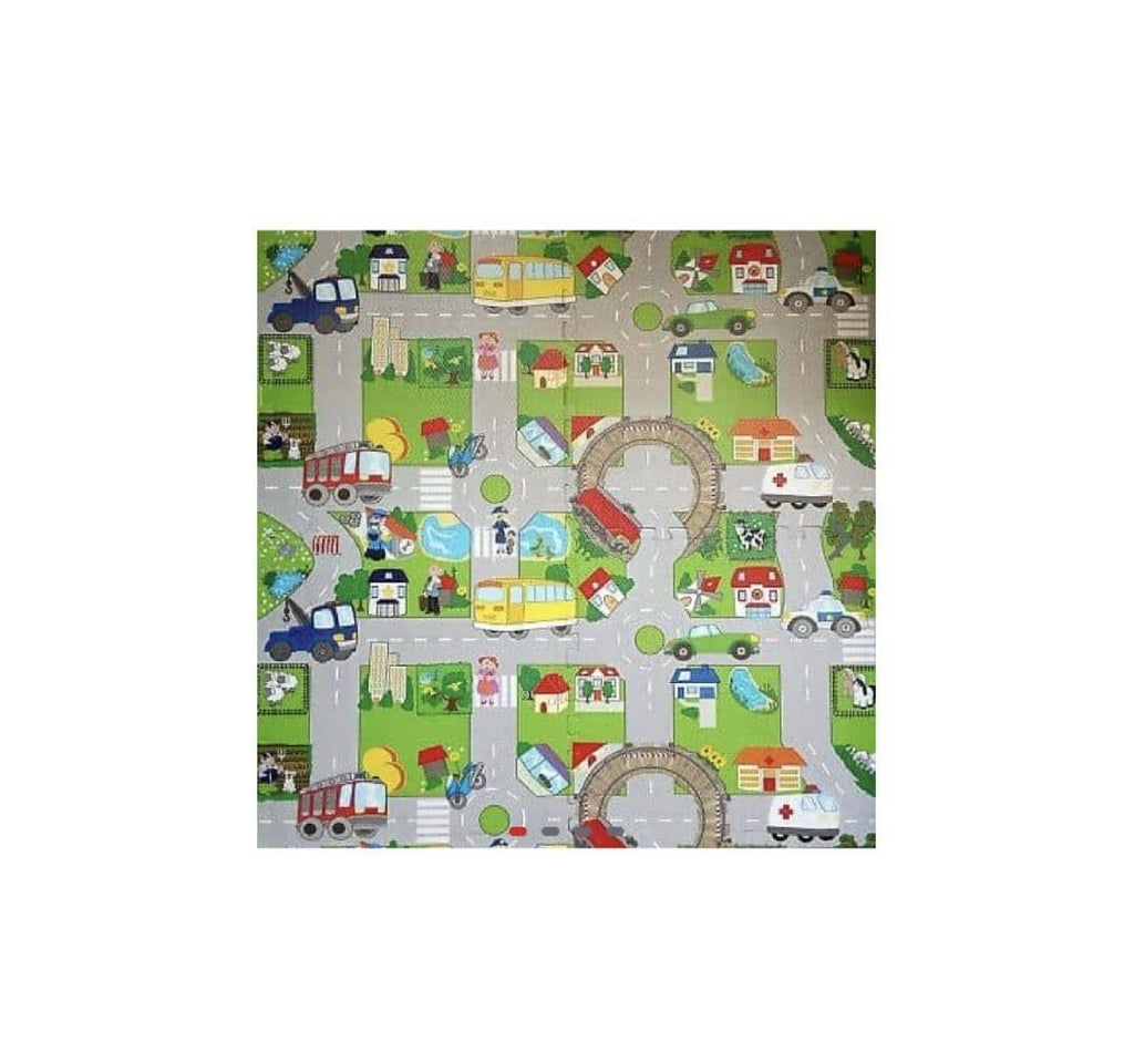 Covor joaca copii, Oraselul Puzzle burete Trafic, 120×120 cm