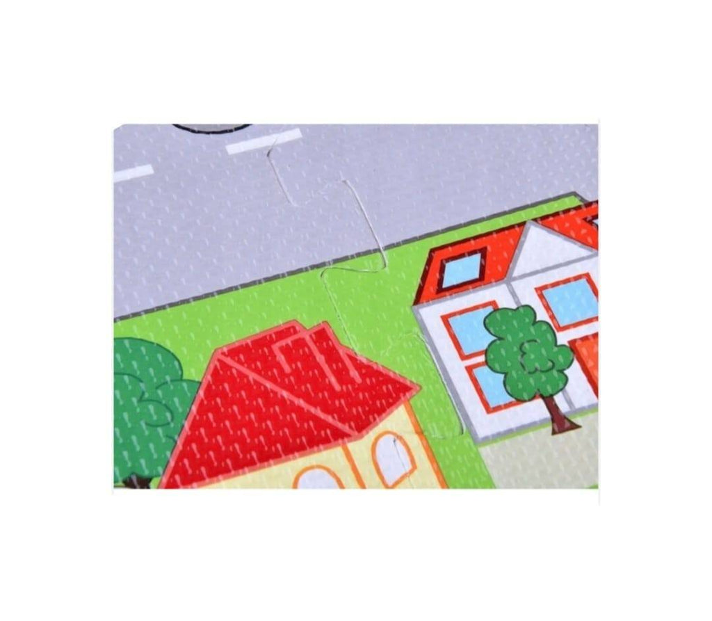 Covor joaca copii, Oraselul Puzzle burete Trafic, 120×120 cm
