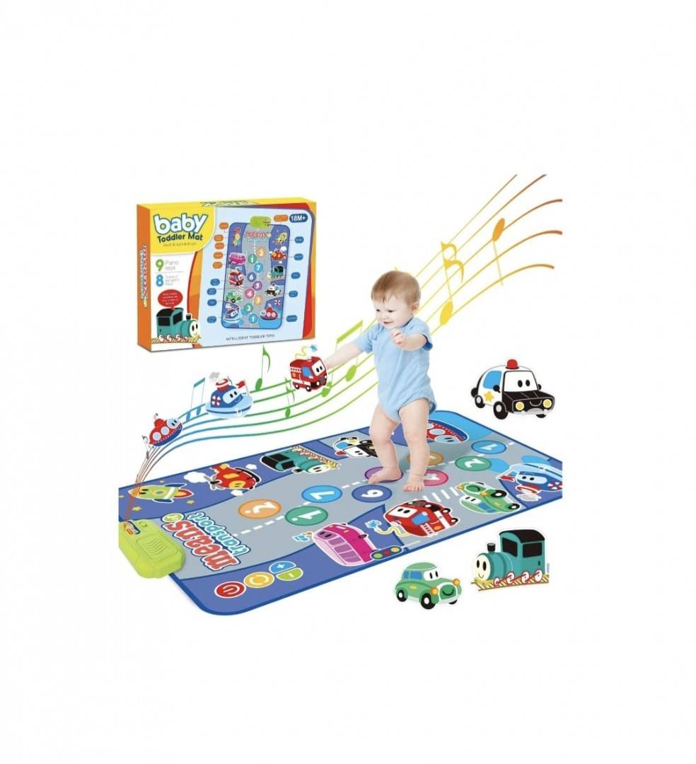 Covoras muzical interactiv pentru copii, Vehicole, multicolor, 80 cm x 50 cm