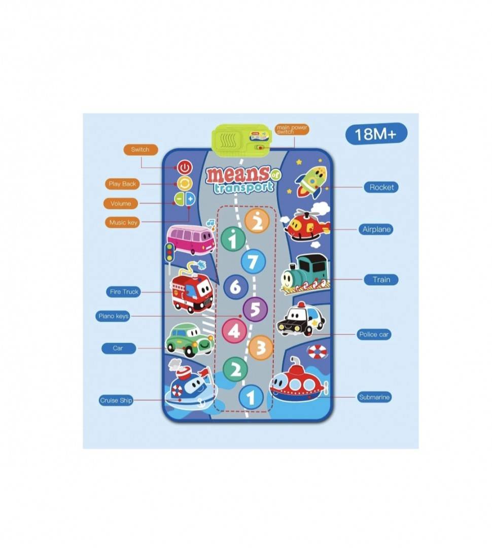 Covoras muzical interactiv pentru copii, Vehicole, multicolor, 80 cm x 50 cm